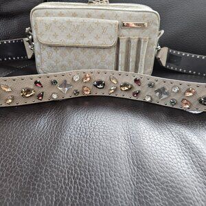 Multi Color Rhinestone Leather Strap